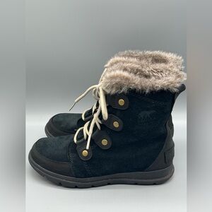 Sorel Explorer Joan Lace Up Winter Boots NL3039-010 Black Sz 7
